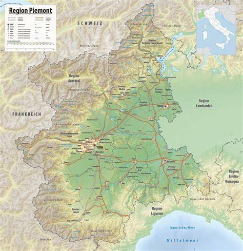 Karte der Region Alba und Piemont mit Trüffelvorkommen