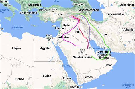 Karte der Verbreitung von Speiseeis von China über Arabien nach Europa