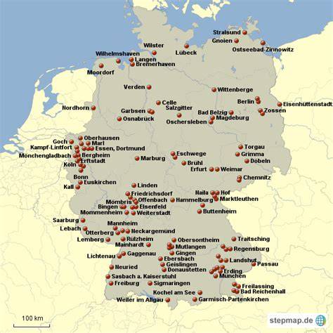 Karte der deutschen Standorte für Verpackungsjobs in der Schokoladenbranche