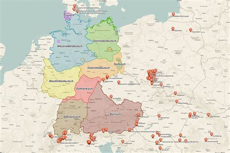 Karte des deutschen Sprachraums mit regionalen Begriffen für Schokoladenteile
