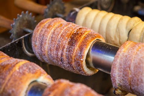 Karte mit Darstellung der Herkunft von Trdelník, Kürtőskalács und Baumstriezel