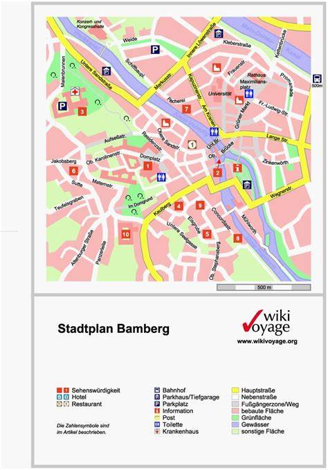 Karte von Bamberg mit Markierungen internationaler Lebensmittelgeschäfte