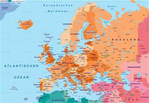 Karte wichtiger Marmeladenregionen Europas und Deutschlands