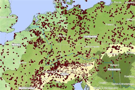 Kartenillustration: Verbreitung von Haferanbau in Mitteleuropa