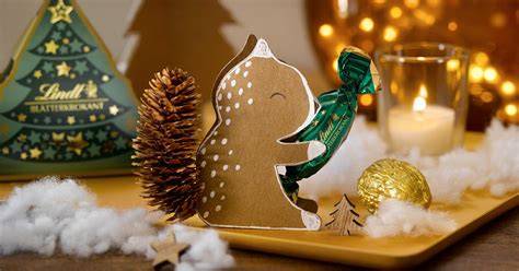 Kartonrentiere mit Lindt Blätterkrokant