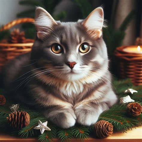 Katzen und Weihnachtsdeko