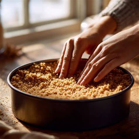 Keksboden für Cheesecake in Springform vorbereiten