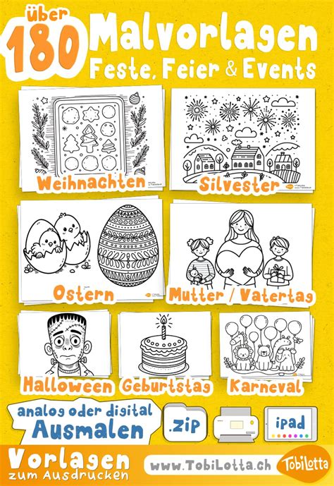 Kekse für verschiedene Anlässe (Weihnachten, Ostern, Halloween, Silvester) illustriert