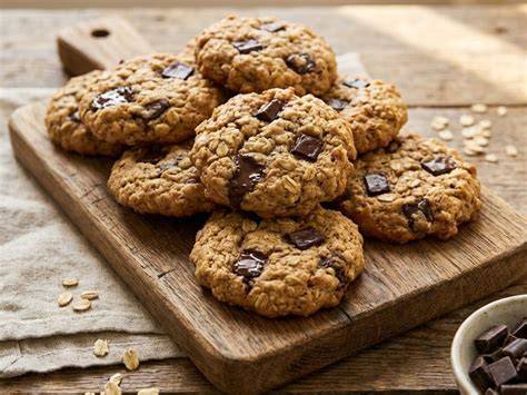 Kekse mit Haferflocken, Banane und Schokolade als gesunder Snack