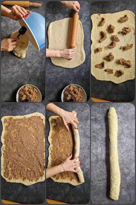 Keksrollen mit Nussfüllung und Schnittfläche