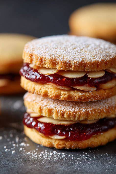Keksrollen mit Nussumschlag und marmeladengefüllte Scheiben