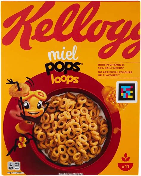 Kellogg's Honig Pops Packung und typische Frühstücksszene