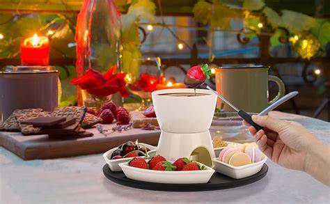 Keramik-Fondue-Set mit Teelicht und elektrisches Fondue