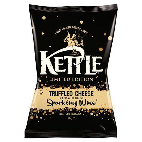 Kettle Chips Truffled Cheese & Champagne: Verpackung und Close-up der Chips