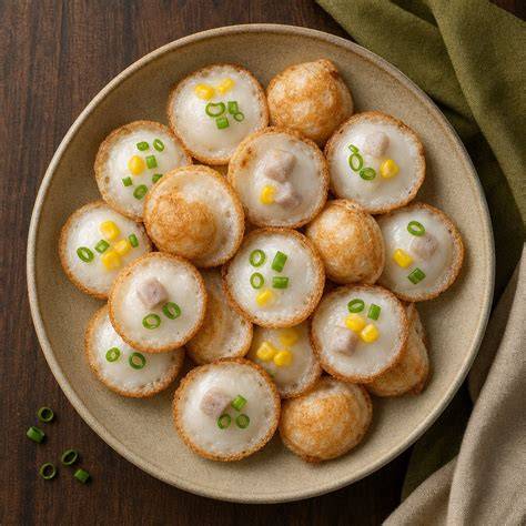 Khanom Krok - kleine Kokospuddings in gusseisernen Pfannen