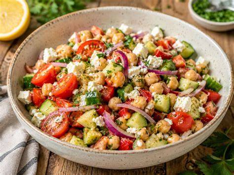 Kichererbsensalat frisch angerichtet