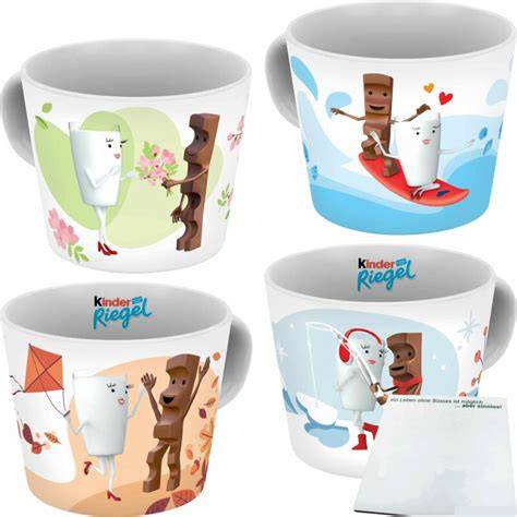 Kinder Riegel Sammel-Tassen: vier Motive mit Milky & Schoki
