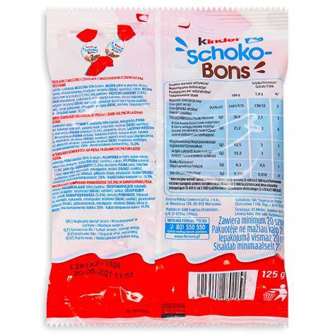 Kinder Schoko-Bons, Zutaten und Struktur