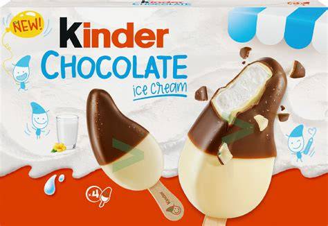 Kinder Schokolade Eis mit Schokoladenüberzug und Eis am Stiel