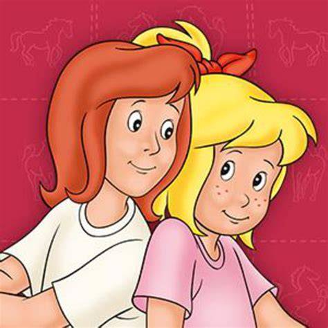 Kinder feiern mit Bibi und Tina Motivtorte und Freundschaftsarmbändern