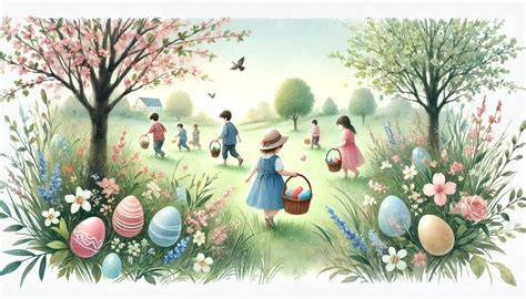 Kinder mit bunten und rosa Schoko-Osterhasen bei der Ostereiersuche
