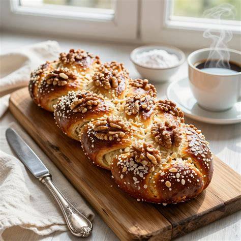 Kinder verzieren Osterhasen-Brötchen mit Nüssen und Kokosraspeln