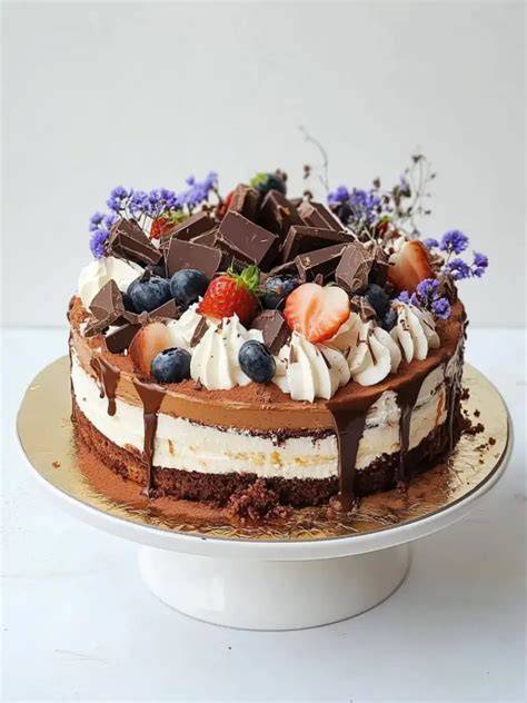 Kinderschokolade-Torte mit verschiedenen Dekorationen