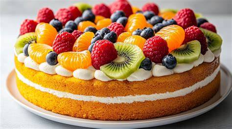 Kiwi Sahnetorte auf einem Kuchenteller mit Dekoration