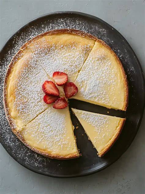 Klassischer deutscher Käsekuchen nach dem Backen