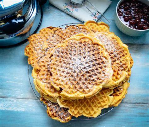 Knusprige Haferkleie Waffeln gerade aus dem Waffeleisen