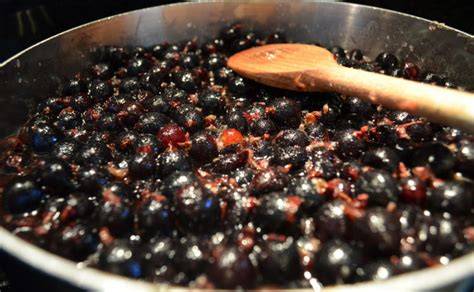 Kochprozess: Jostabeeren Marmelade im Topf