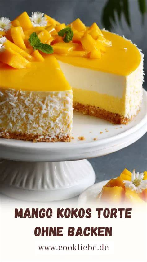 Kokos Macadamia Torte als Tafelaufschnitt mit frischer Mango und Limettendeko