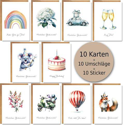 Kollektion von Glückskeks-Sprüchen auf Postkarten und Stickern