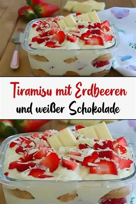 Kombination aus weißer Schokolade und Erdbeeren, Infografik über Zubereitung und Zutaten