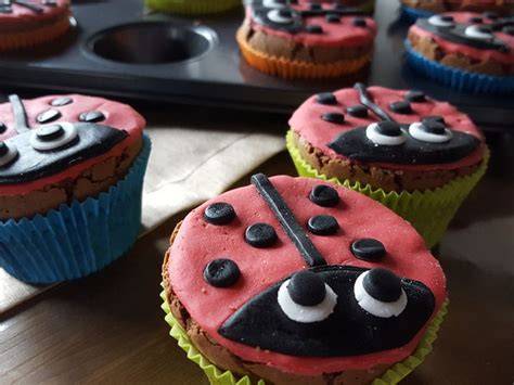 Komplette Schritt-für-Schritt Übersicht Marienkäfer Muffins