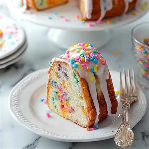 Konfetti-Kuchen und bunte Dekoration