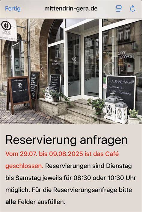 Kontaktmöglichkeiten für Reservierung im Café Marmelad'Or