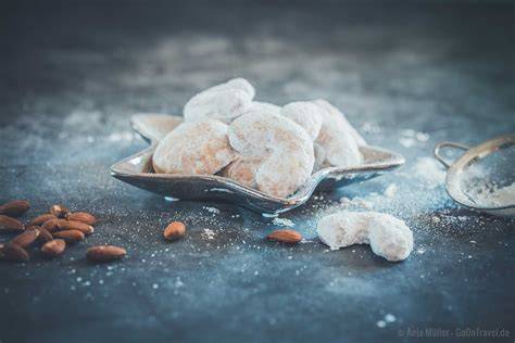Kourabiedes aus einer Bäckerei in Kavala, Nahaufnahme