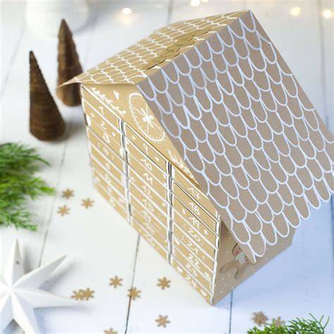 Kreativer Lebkuchenhaus Adventskalender aus Streichholzschachteln
