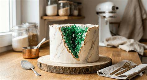 Kuchenöffnung für Geode Cake markieren und herausschneiden
