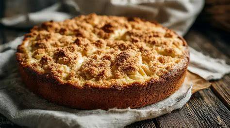 Kuchen frisch aus dem Ofen mit goldbraunen Streuseln