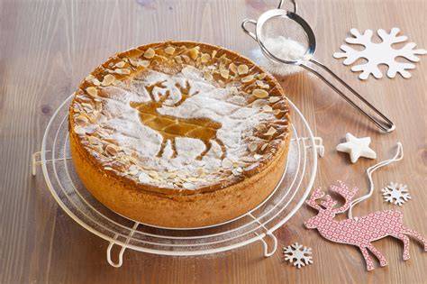 Kuchen mit Puderzucker-Muster und Schablone dekorieren