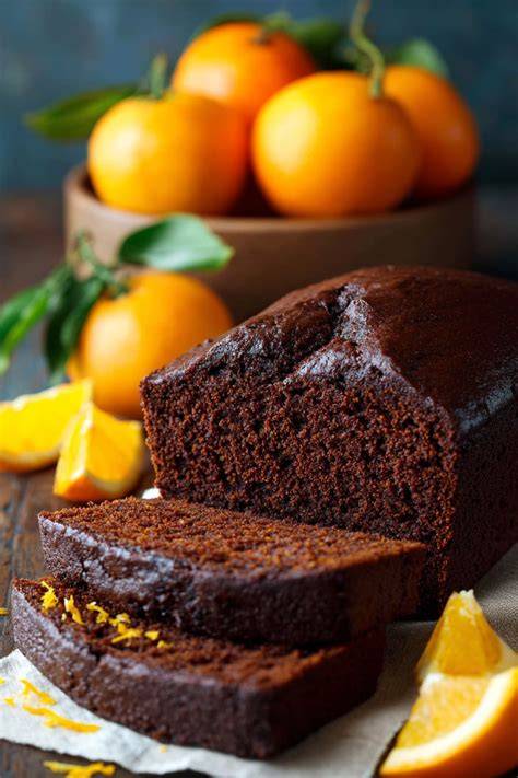 Kuchen mit Zucker-Rum-Glasur, dekoriert mit Orangenzesten