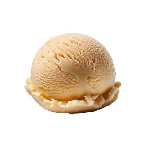 Kuchenstück auf Teller mit Puderzucker und einer Kugel Vanilleeis