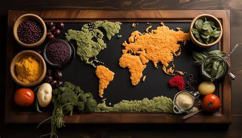 Kulinarische Weltkarte: Verschiedene Käsekuchen-Typen, Vergleich Deutschland, USA, Japan
