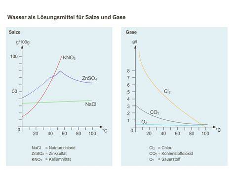Löslichkeit von Zucker, Salz und Gas in Wasser (Vergleichsgrafik)