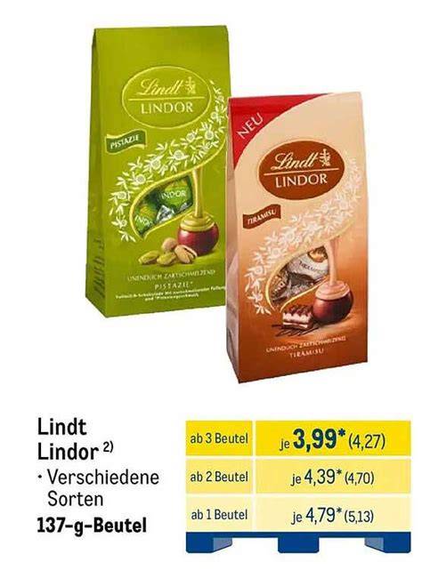 LINDOR Beutel 137 g - typische Portionsgröße