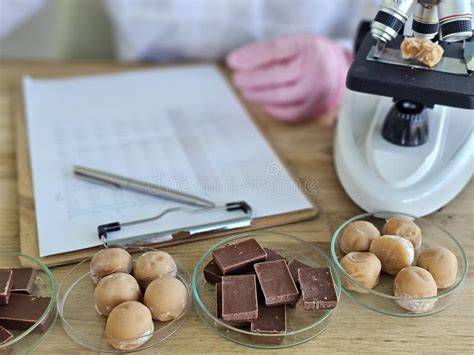 Labor test tubes and chocolate contamination testing