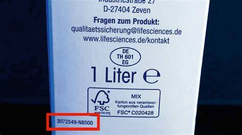 Laborzertifikat und Chargennummer auf Glasdeckel