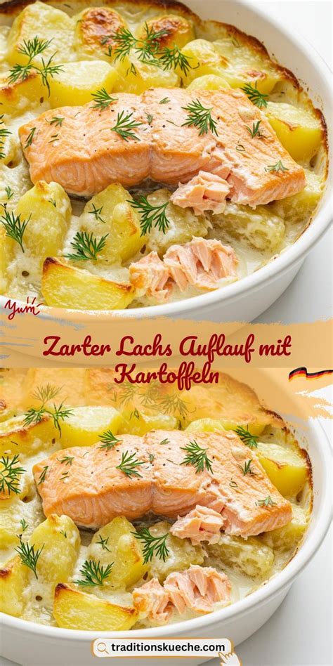 Lachs mit Kartoffeln in Auflaufform, Honigpaste bestrichen